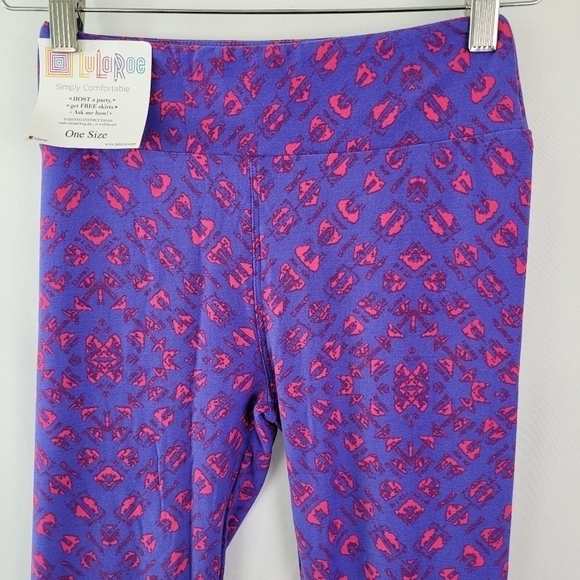 NWT LuLaRoe Simply Comfortable Purple and Pink Pants One Size See Measurements - Picture 2 of 10